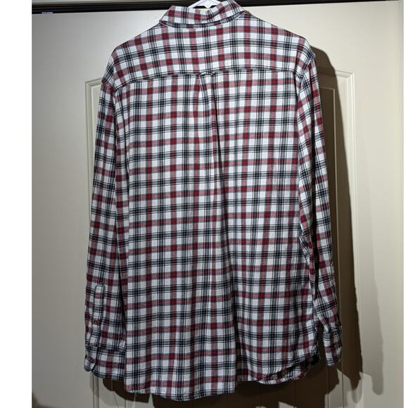 Chaps Brushed Flannel Cotton White Navy Red Plaid Button Up Shirt Mens Sz XL - Picture 2 of 10